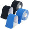 Wasserfestes & Elastisches Kinesiologie Tape Physiotape mit starker Klebekraft für Alltag Rücken，Kinesiologie Tape Rollen Hautfreundlich, Elastisch & Wasserfest Blau + Schwarz 2 Knie (5cm x 5m)