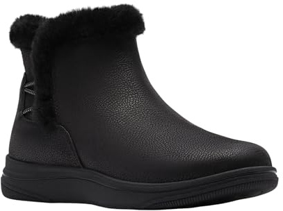 Clarks CloudSteppers Women's Breeze Fur Ankle Boot, Black Combi, 9 M US