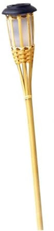 DECOMELODY 2pièces Lampes Torches Solaires Bambou Pour Jardin Et Allée Lumière Chaude Fonction Led Énergie Solaire Batterie Intégrée