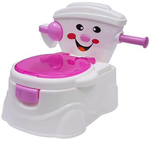 TONFEION Töpfchen für Kinder, Kindertoilette mit Smiley-Gesicht, Abnehmbarer WC-Sitz, Haltegriffen und Rückenlehne, Baby Toilette für Kleinkinder von 6 Monaten bis 5 Jahre (Rosa)