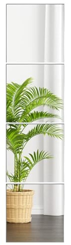 EONAZE Miroir Mural Adhesif Miroirs Autocollant Miroir Adhésif, Longueur du Corps Miroire Murales en Acrylique, Idéal pour Maquillage, Porte, Chambre, Entree Maison (4 Pièces 20,5 x 20,5 cm)