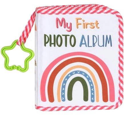keloppasit Álbum de fotos para bebé, primer álbum de fotos para bebé, recuerdo de imágenes con impresión de con gancho de estrella para embarazo, revelación de género, fiesta, graduación
