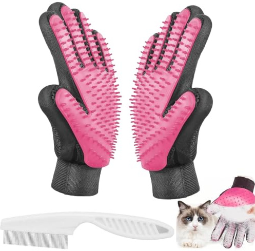 3 Pairs Magic Glide Pet Grooming Gloves, Cat Dog Hair Removal Gloves