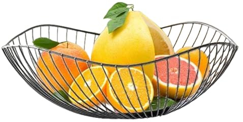 NIDONE Svart fruktskål, stor kapacitet oregelbunden modern fruktkorg, lätt att rengöra skålar, halkfria korgar för kök