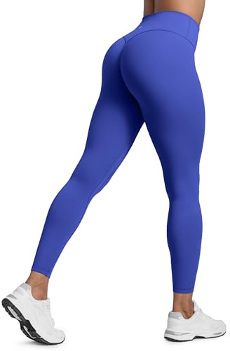 CRZ YOGA Mujeres Butterlift Levantamiento Glúteos Leggings 64cm - Sin Costura Frontal Pantalones Yoga Talle Alto Azules Reales 38