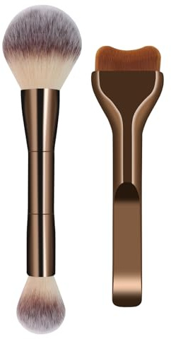 Pennello Fondotinta Liquido Trucco Cipria, Set 3 Pennelli Make up Vegano - Pennello Curvo per fondotinta,Pennello Cipria Pennello Blush Pennelli trucco, per Liquido, Polvere e Crema