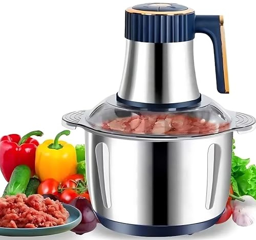 Matberedare 5 l, hackare i rostfritt stål med 6 hållbara blad, 500 W köttkvarn för kött, sallad, såser, grönsaker, frukt och nötter