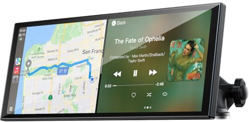 LAMTTO Bärbar Carplay-skärm För Bil Trådlös Android Auto 9,26 Pekskärm Bilradio Bluetooth Trådlös Stereo med Mirror Link/Navigering/Röstassistent/AUX/FM för Alla Fordon