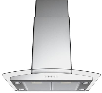 Blue Ocean 30 RH668I Tempered Glass Stainless Steel LED Light Island Mount Kitchen Range Hood | 900 CFM | PRO PERFORMANCE | 3 Speed Exhaust Fan | Ducted/Ductless Convertible Duct
