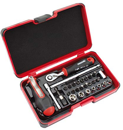 Felo Smart 2 Werkzeugset mit smart Wechselgriff, ERGONIC Ratsche, Steckschlüsseleinsätzen, Bits und Zubehör, 29-tlg