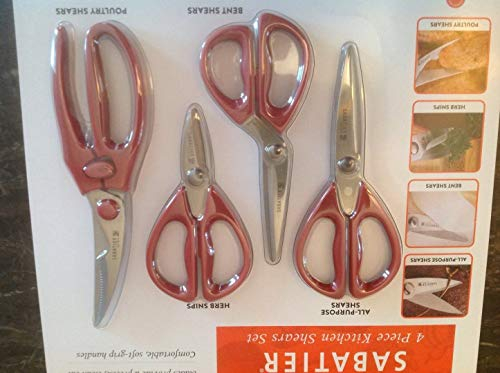 Tijeras de cocina 4 piezas multiusos microsierra hierba aves de corral de acero inoxidable sabatier – rojo