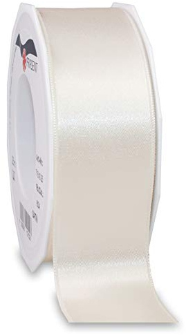C.E. PATTBERG PRÄSENT Cinta regalo satén color marfil, 25 m de cinta de raso para envolver regalos, 40 mm de ancho, cinta de regalo para decoración y manualidades, cinta decorativa versátil