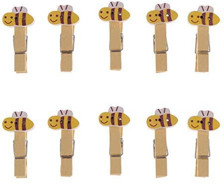 10Stücke Mini Holzklammern mit Bienenmotiv Handgefertigte Naturholz Wäscheklammern für Fotos Dekoration und Basteln für Hochzeiten Partys und Persönliche Kunstwerke