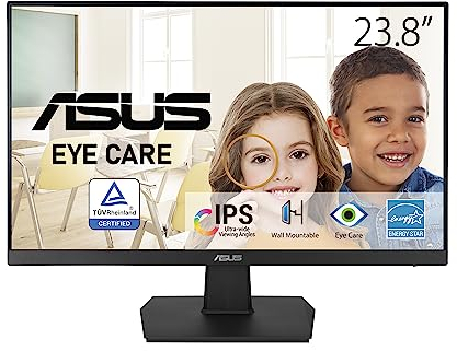 ASUS Eye Care VA24EHE - 24 Zoll Full HD Monitor - Rahmenlos, Flicker-Free, Blaulichtfilter, FreeSync - 75 Hz, 16:9 IPS Panel, 1920x1080 - DVI, HDMI, D-Sub