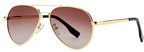 Gleyemor Polarized Aviator Sunglasses for Small Face Women and Men, 52MM Small Aviators 100% UV Protection (Gold/Gradient Brown)