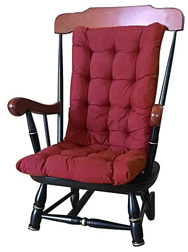 MEIDAI Stuhlkissen mit hoher Rückenlehne, für drinnen und draußen, Schaukelstuhlkissen mit Bändern, verdickt, Terrasse, Chaiselongue, Schaukel, Liege, Bankkissen, Matte (ohne Stuhl) (rot)