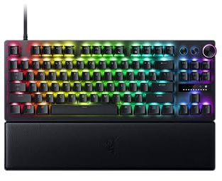 Razer Huntsman V3 Pro Tenkeyless - Tastiera ottica analogica e-sport senza tastierino numerico (trigger a fuoco rapido, manopola digitale, tappi per tasti strutturati Doubleshot PBT) layout DE | nero