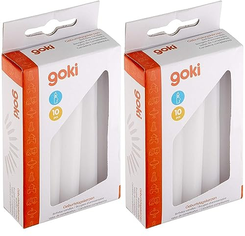 Goki - Geburtstagskerzen-Set für GK 106/108/55985/60975 (Packung mit 2, 10 Kerzen, Weiß, Unparfümiert)