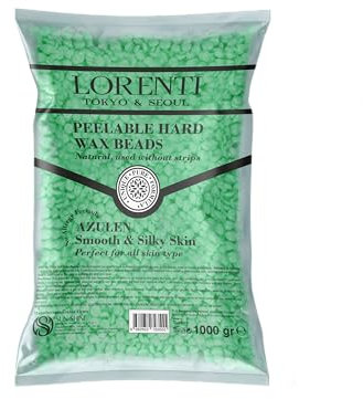 Lorenti Heißwachs Enthaarung in Perlenform Azulen 1Kg – 100% Natürliches Wachs für Schmerzarme Haarentfernung – Ideal für Gesicht, Beine, Bikinizone & mehr - Hartwachsperlen - Wachsperlen - Agda