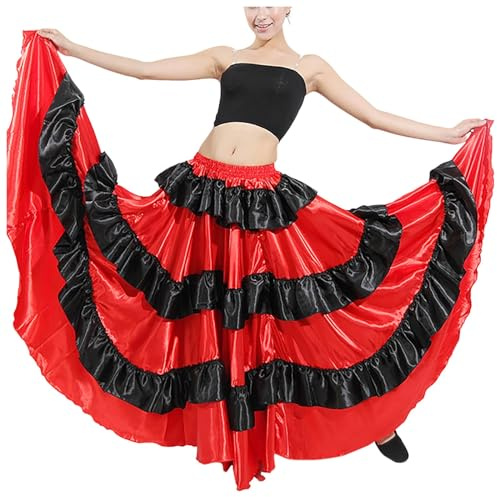 Costume da flamenco gonna spagnola da corrida da donna abito da ballo gonna lunga tradizionale gonne gonna da ballo elegante gonna maxi gonna pieghettata gonna pieghettata gonne a pieghe, M