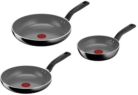 Lagostina Goccia Set 3 Padelle 20/24/28 cm, Rivestimento in Ceramica Antiaderente, Scorrevolezza Ottimale, Pulizia Facile, Ecologica, Thermo-Signal, Sicura, Compatibile con Induzione