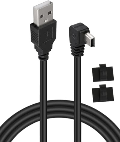 OMCGG 3 m langes USB-A-Stecker auf Mini-B-USB-Kabel, 90 Grad linker Winkel, Datensynchronisations- und Ladekabel