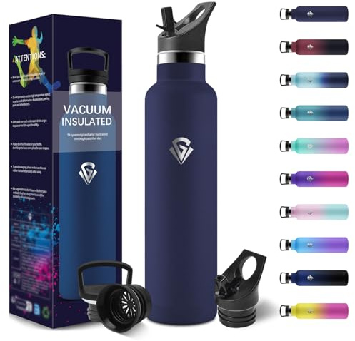 HoneyHolly Botella Agua Acero Inoxidable 1 litro, Botella Termo Sin BPA, Botella Agua Termica, Aislamiento Al Vacío de Doble Pared, Termo Agua Fria, Cantimplora Termica para Adultos, Deporte, Oficina