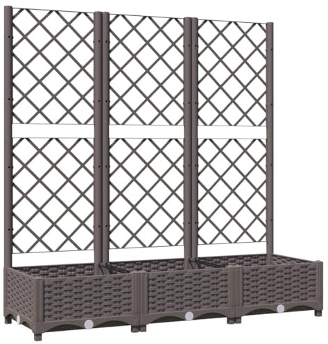 Refined Jardinera con Enrejado, Macetero de Plantas Flores, Maceta de Hierbas, Arriate para Jardín Patio Balcón Terraza, PP marrón 120x40x121,5 cm