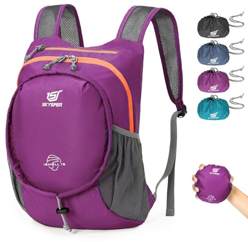 SKYSPER Ultraleichter faltbarer Rucksack 15L, Wanderrucksack Klein Zusammenklappbarer Rucksack für Reisen Trekking und kurze Ausflüge