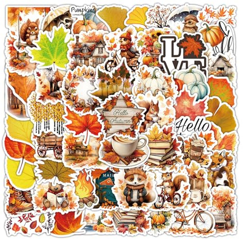 Autumn Stickers for Scrapbooking – 100 Pcs Fall Leaves Pumpkin Thanksgiving Theme Stickers – Vintage Crafts Decoration Stickers for Laptop Phone Water Bottle – Autumn DIY Fall Decor for Kids Adults