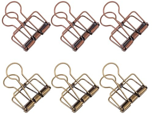 Beavorty Lot de 6 Pinces à Dossiers Métal Vintage, Taille Moyenne, Couleurs Bronze et Cuivre, Clips Rétro pour Bureau, École et Organisation de Documents, Accessoires Couleur Aléatoire