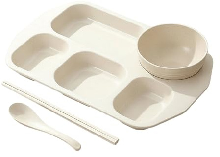 Genérico Platos Divididos para Adultos - Vajilla de 5 Compartimentos | Plato para Separar Alimentos,para Niños Adolescentes Adultos Estudiantes Comedor Escuela Guardería Restaurante Tiempo de