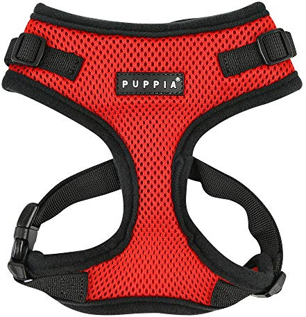 Authentic Puppia RiteFit Harness with Adjustable Neck, Red, Large
