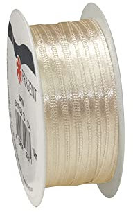 PRÄSENT Satinband 3 mm, Rolle à 10 m, Dekoband, Geschenkband, Bastelband, Hochzeit, DIY, Nähen, Scrapbooking, Verpacken, Dekoration Creme