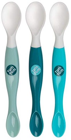 TUM TUM 3pc Swapsie Weaning Spoons Set, Double Ended Baby Spoons, BPA & Dishwasher Safe (Blue)