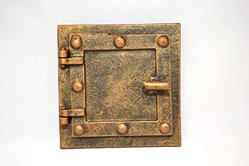 SEZAM Puerta de revisión masiva para hornos de hierro fundido, 17 x 3,5 x 17 cm, puerta de chimenea, puerta de limpieza, para horno, estufas y chimeneas - pintura de color cobre