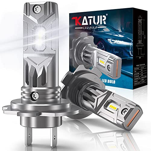 KATUR H7 LED Headlight Bulb, 55W 12000LM Fanless 6500K Xenon White Plug and Play H7 LED Low Beam Headlight Conversion Kit Fog Light Replacement Bulb