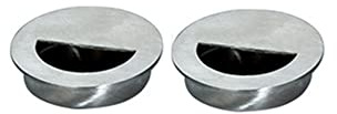Lot de 2 poignées de porte encastrées avec vis de fixation, poignées rondes en acier inoxydable argenté pour placard, armoire, tiroir, armoire coulissante, commode, placard [diamètre 60mm]