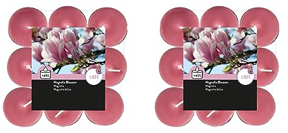 Teelichter Duft 2x18 Stück (36 Teelichter) - Brenndauer: 8 Std., Rußfrei - für Windlicht, Teelicht-Glas, Kerzenständer - Weihnachten, Geschenk, Deko, Hochzeit, Gastro (Rosa - Duft: Magnolienblüte)