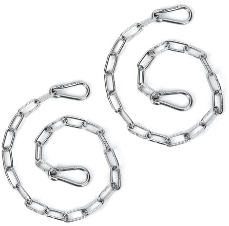 2pcs Serrure à Chaîne pour Portail, 51cm Serrure à Chaîne en Acier Inoxydable avec Mousquetons pour Clôtures Extérieures Cages pour Animaux de Compagnie Fournitures de Vache de Chèvre (Argent)