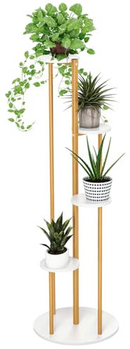 RELAX4LIFE Scaffale per Piante a 5 Livelli, Scaffale Porta Vasi con Telaio in Metallo, Scaffale Moderno per Soggiorno e Uffivio (Bianco)