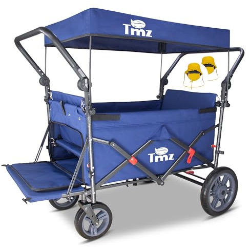 TMZ Bollervagn vikbar med tak, handvagn, transportkärra, redskapsvagn | vikbar | PU-däck med hög elasticitet | upp till 120 kg (blå)