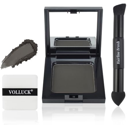 VOLLUCK Ritocco Ricrescita Capelli 12g, Copertura Immediata Ombretto per Capelli Ricrescita con Applicatori Multipli, Effetto Naturale Hairline Powder per Donna e Uomo (Castano Scuro)