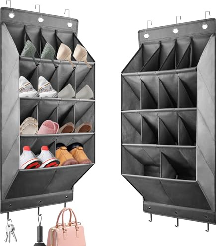 bssmmai Zapatero para puerta, zapatero colgante, organizador de zapatos colgante con 6 ganchos, almacenamiento de zapatos, puerta con 14 bolsillos profundos para zapatos, accesorios para el hogar, etc