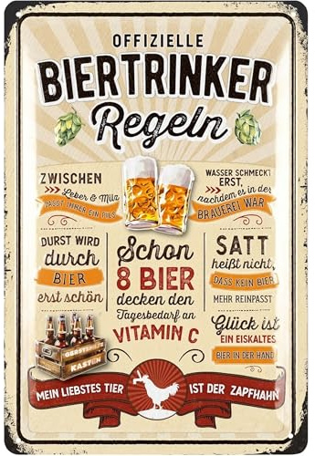 LANOLU Retro Blechschild Bier- lustige Schilder mit Sprüchen Bar Dekoration für Partykeller, Kneipen Bardeko für Stammtisch, Geschenkidee für Papa zum Vatertag, vintage Metallschild 20x30cm