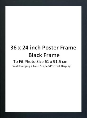 DECORO 36x24inch Black Wood Photo Frame - Maxi Size for Pictures and Posters