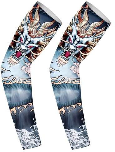 Genérico Mangas de brazo de protección solar | Mangas de tatuajes temporales Keep Cool | de tatuaje temporal Brazo de arte corporal, elasticidad suave Compresión solar Cubierta de brazo largo de