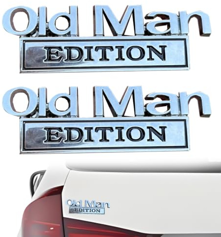 UIEXAY Emblema De Coche De Edición Old Man, Pegatina De Metal 3D, 2025, 2 Unidades, Edición Divertida Para Parachoques, Para Coche, Camión, Lado O Portón Trasero