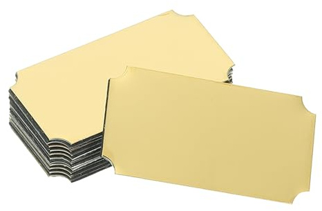 QUARKZMAN 12 Pcs Plaques Nominatives naturels, 1.6 x 0.9 Plaque Nominative Metallique Gravée Laser Adhésif Fort Nominative Aluminium Anodisé Personnalisable Plaques pour Signes, Coin Doré