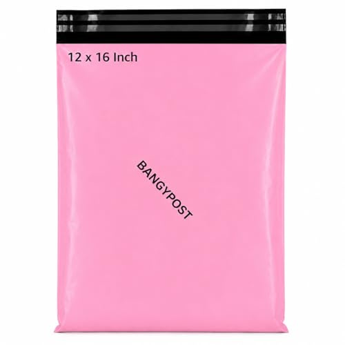BANGYPOST Baby Pink Poly Mailer Bags – 100 Pack Strong Self Seal Postal Bags for Shipping, Parcel Delivery & Packaging, Waterproof Courier Mailing Envelopes, 12 x 16 Inch